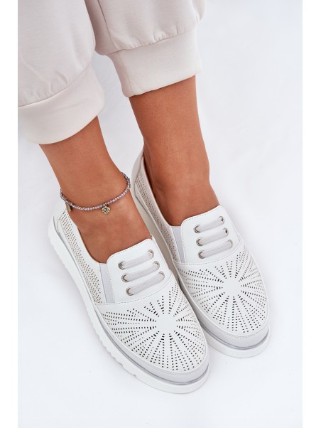 Women's Slip-On Lace-Up Shoes White Azethia