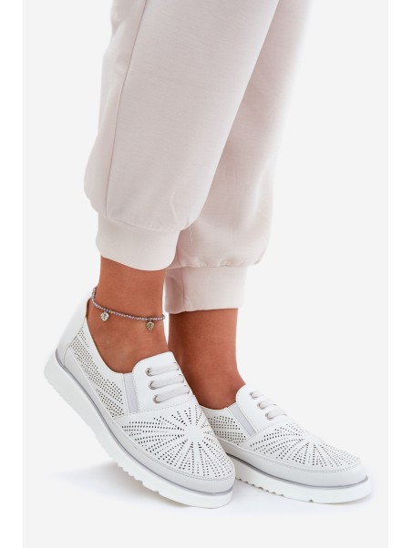 Women's Slip-On Lace-Up Shoes White Azethia