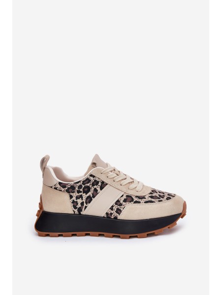 Suede Women's Sneakers On Platform Panther Vinceza 66793 Beige