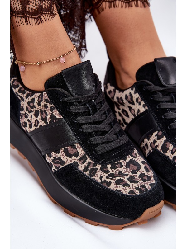 Suede Women's Sneakers On Platform Panther Vinceza 66793 Beige