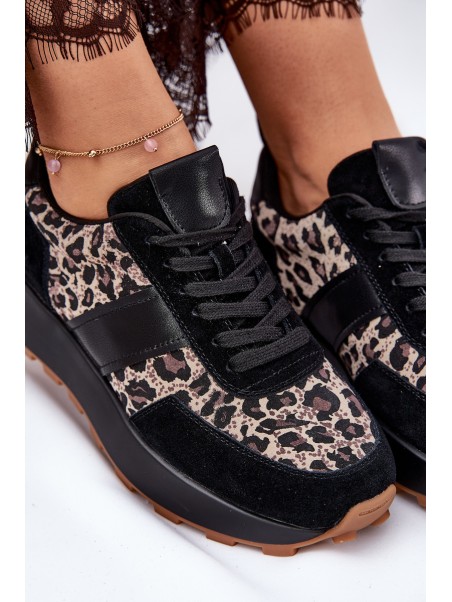 Suede Women's Sneakers On Platform Panther Vinceza 66793 Beige