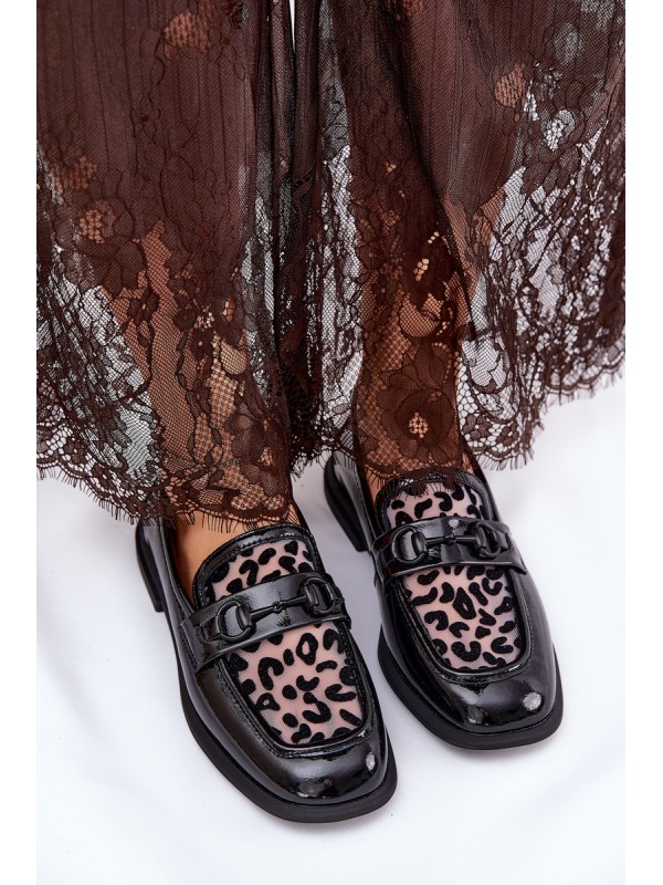 Leather Patent Moccasins With Mesh Black Vinceza 31931