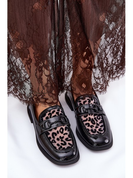 Leather Patent Moccasins With Mesh Black Vinceza 31931