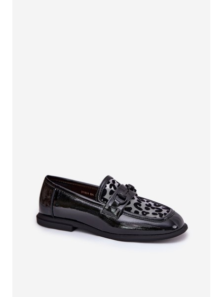 Leather Patent Moccasins With Mesh Black Vinceza 31931