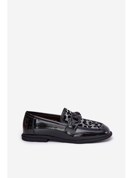 Leather Patent Moccasins With Mesh Black Vinceza 31931