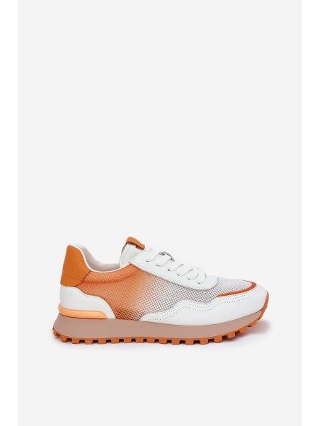 Leather Sports Shoes With Mesh Ladies Vinceza 66775 Orange