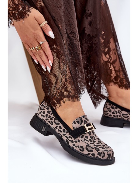 Leather Patent Loafers Leopard Vinceza 66790 Black