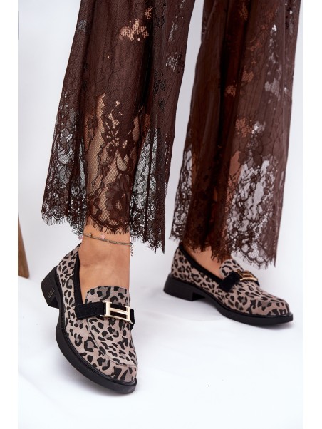 Leather Patent Loafers Leopard Vinceza 66790 Black