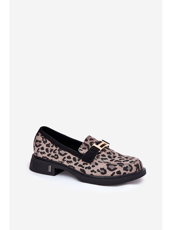 Leather Patent Loafers Leopard Vinceza 66790 Black