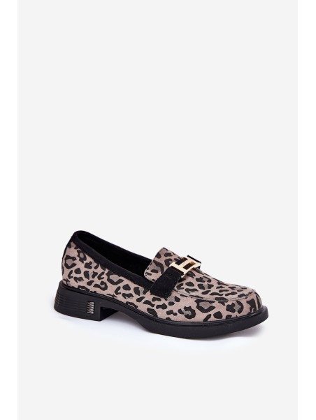Leather Patent Loafers Leopard Vinceza 66790 Black
