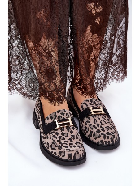 Leather Patent Loafers Leopard Vinceza 66790 Black