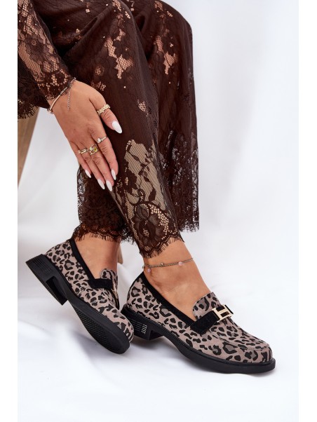 Leather Patent Loafers Leopard Vinceza 66790 Black