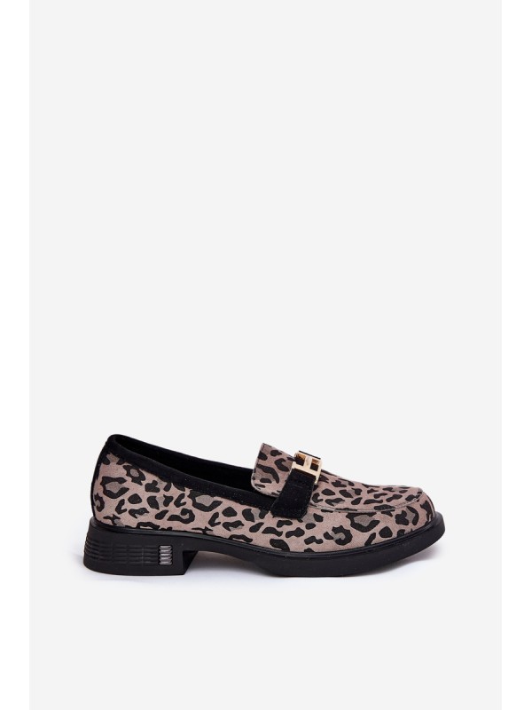 Leather Patent Loafers Leopard Vinceza 66790 Black