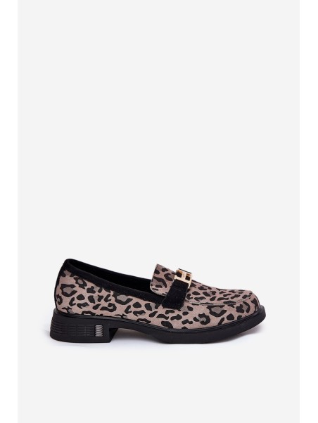 Leather Patent Loafers Leopard Vinceza 66790 Black
