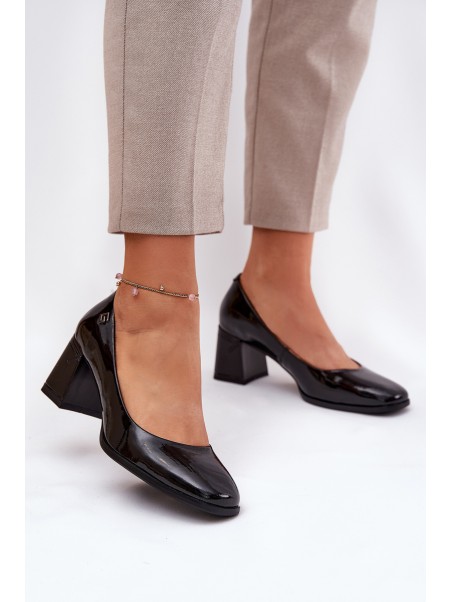Leather Patent Heels On A Stiletto Vinceza 91130 Black