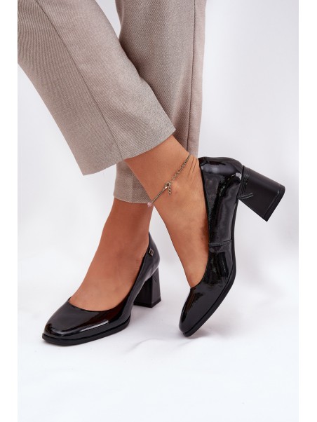 Leather Patent Heels On A Stiletto Vinceza 91130 Black
