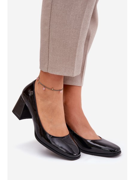 Leather Patent Heels On A Stiletto Vinceza 91130 Black