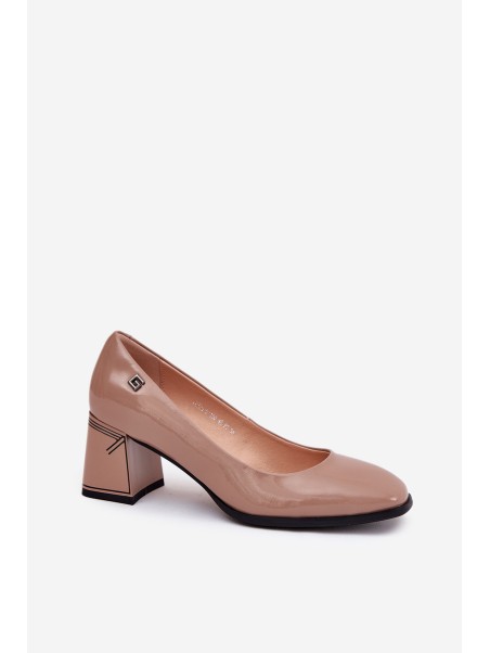 Leather Patent Heels On A Heel Vinceza 91130 Beige