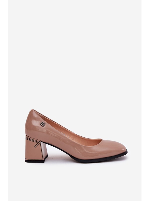 Leather Patent Heels On A Heel Vinceza 91130 Beige