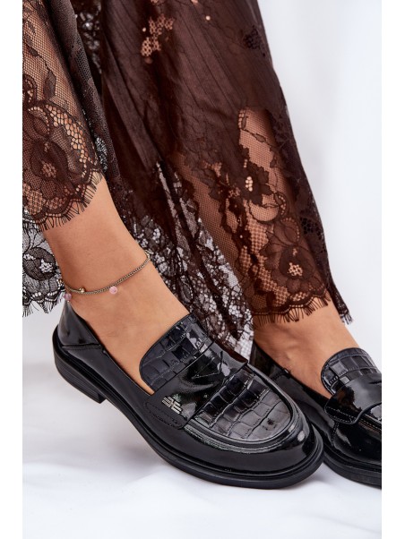 Lacquered Leather Moccasins Women Vinceza 91125 Black