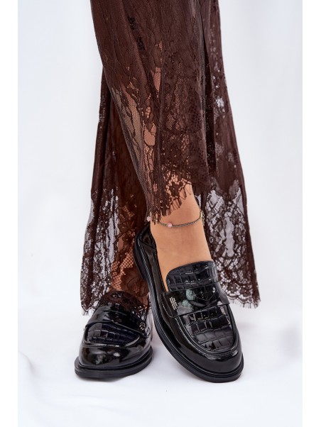 Lacquered Leather Moccasins Women Vinceza 91125 Black