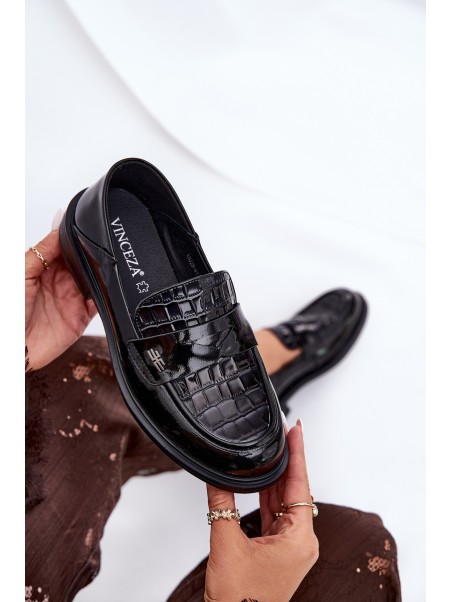 Lacquered Leather Moccasins Women Vinceza 91125 Black