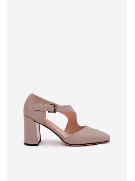 Leather Heels With Buckle Vinceza 91133 Grey