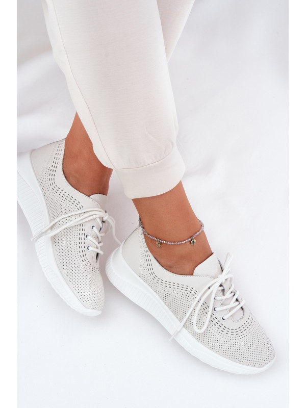 Women's Leather Sports Shoes Vinceza 79532 White