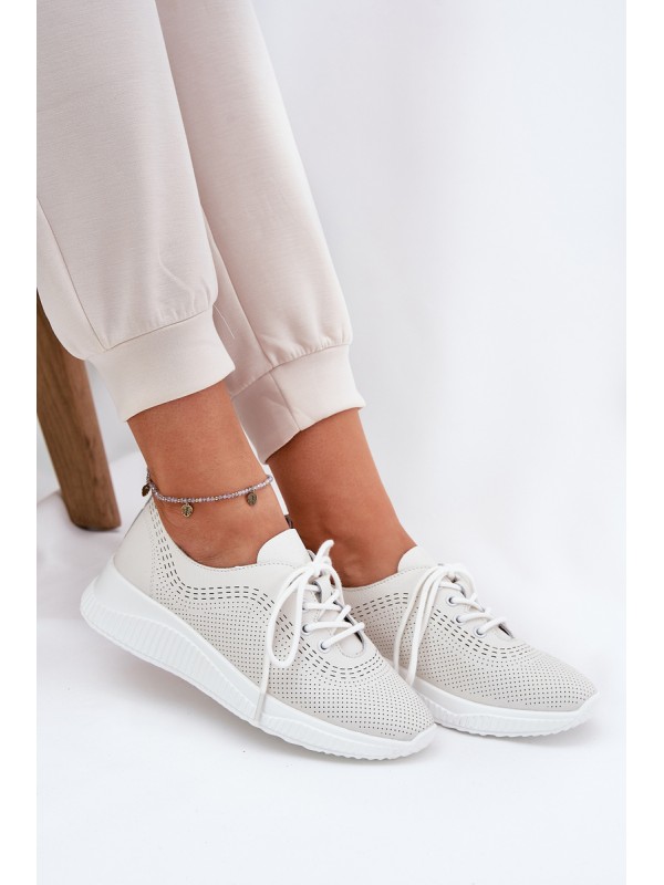 Women's Leather Sports Shoes Vinceza 79532 White