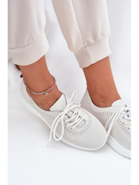 Women's Leather Sports Shoes Vinceza 79532 White