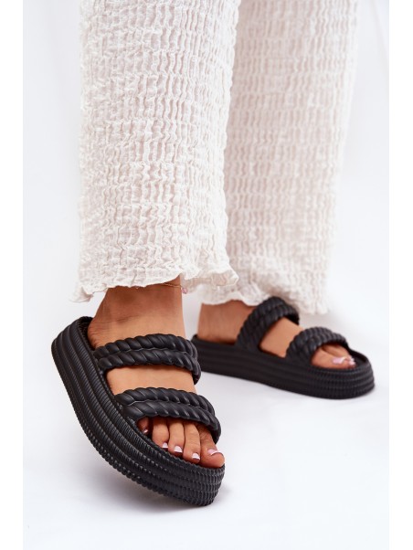 Foam Lightweight Women's Slippers On Platform S.Barski ZK51-001 Black