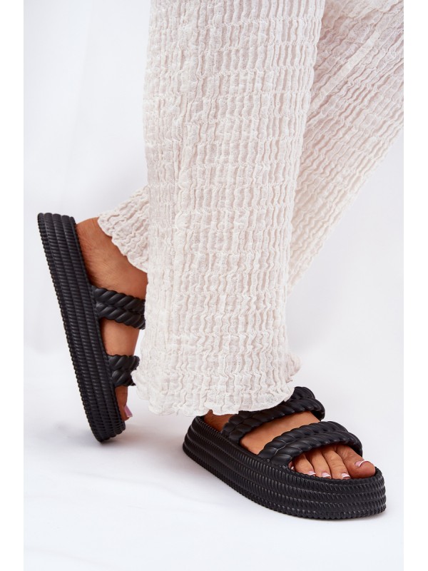 Foam Lightweight Women's Slippers On Platform S.Barski ZK51-001 Black