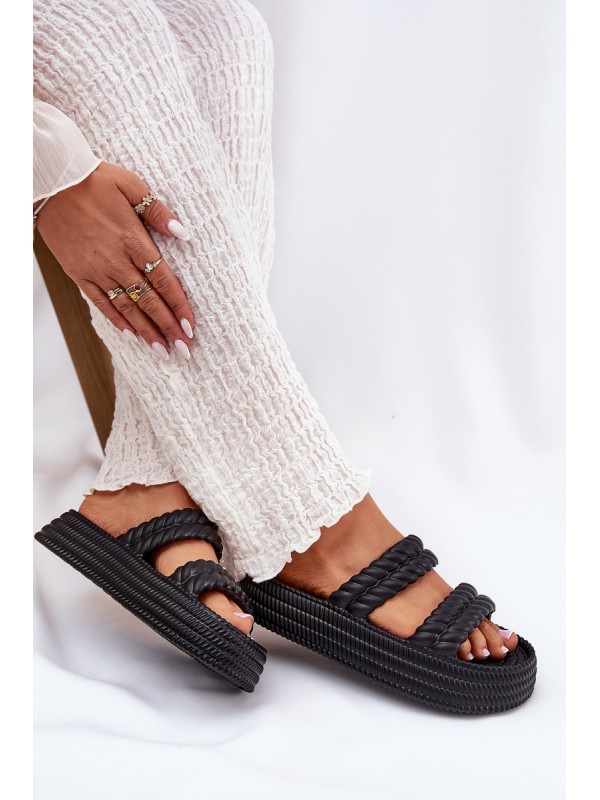 Foam Lightweight Women's Slippers On Platform S.Barski ZK51-001 Black