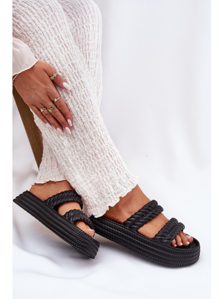 Foam Lightweight Women's Slippers On Platform S.Barski ZK51-001 Black
