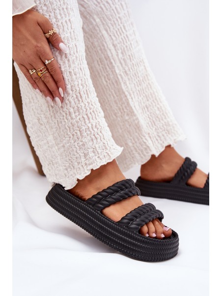 Foam Lightweight Women's Slippers On Platform S.Barski ZK51-001 Black