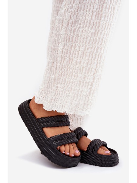 Foam Lightweight Women's Slippers On Platform S.Barski ZK51-001 Black