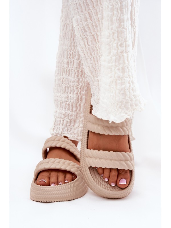 Foam Lightweight Women's Slippers On Platform S.Barski ZK51-001 Beige