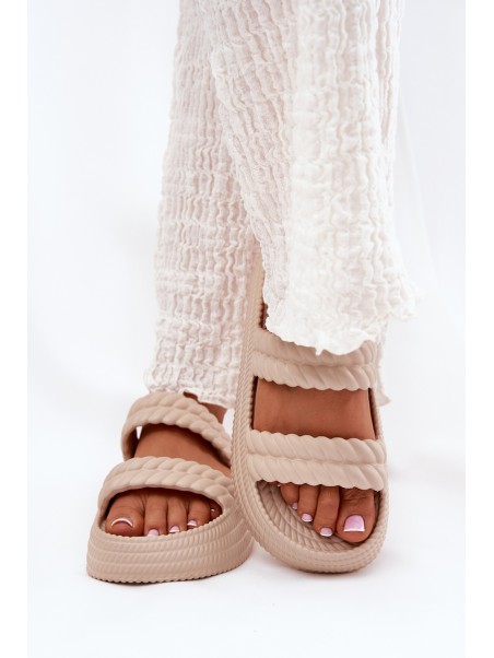 Foam Lightweight Women's Slippers On Platform S.Barski ZK51-001 Beige