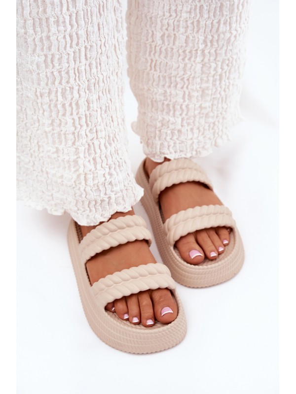 Foam Lightweight Women's Slippers On Platform S.Barski ZK51-001 Beige 2