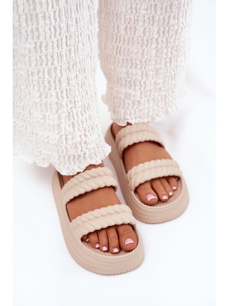 Foam Lightweight Women's Slippers On Platform S.Barski ZK51-001 Beige