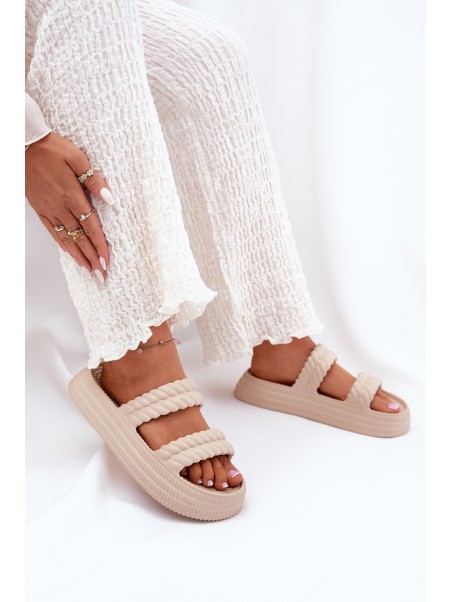 Foam Lightweight Women's Slippers On Platform S.Barski ZK51-001 Beige