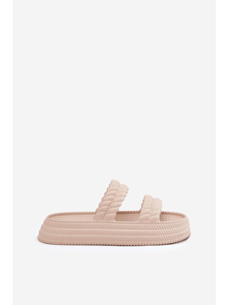 Foam Lightweight Women's Slippers On Platform S.Barski ZK51-001 Beige