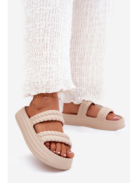 Foam Lightweight Women's Slippers On Platform S.Barski ZK51-001 Beige