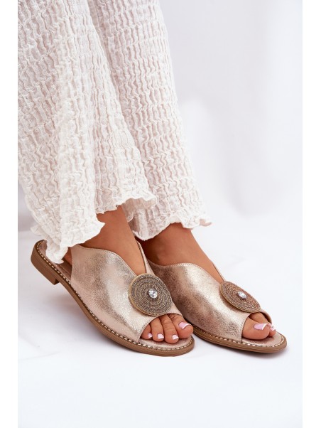 Shimmering Women's Sandals With Decorative Detail S.Barski KV51-012 Rose Gold