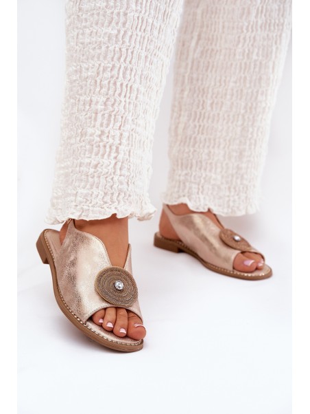 Shimmering Women's Sandals With Decorative Detail S.Barski KV51-012 Rose Gold