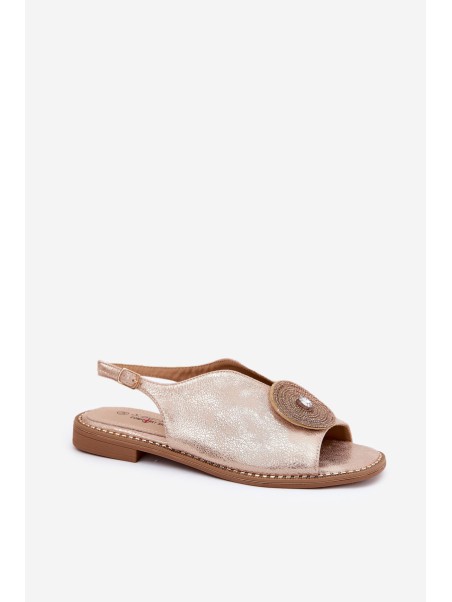 Shimmering Women's Sandals With Decorative Detail S.Barski KV51-012 Rose Gold
