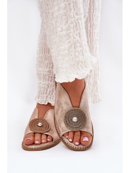 Shimmering Women's Sandals With Decorative Detail S.Barski KV51-012 Rose Gold