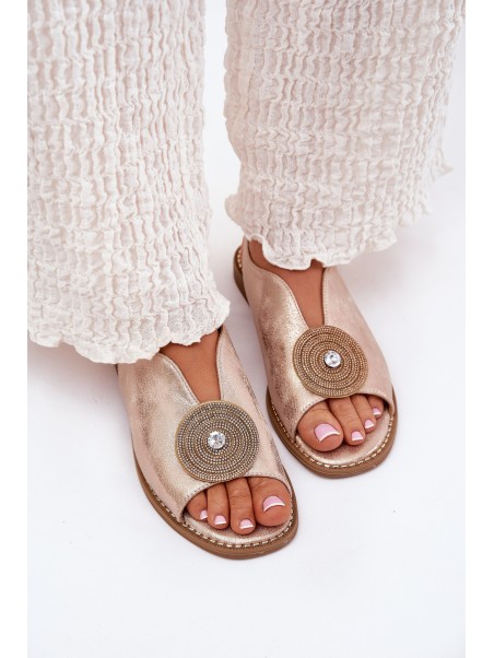 Shimmering Women's Sandals With Decorative Detail S.Barski KV51-012 Rose Gold
