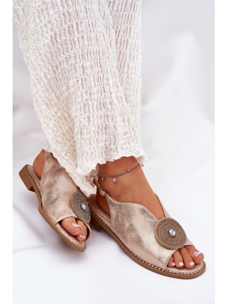 Shimmering Women's Sandals With Decorative Detail S.Barski KV51-012 Rose Gold