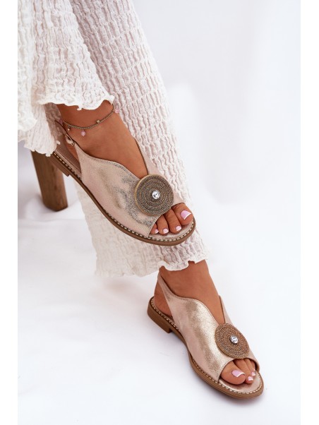 Shimmering Women's Sandals With Decorative Detail S.Barski KV51-012 Rose Gold